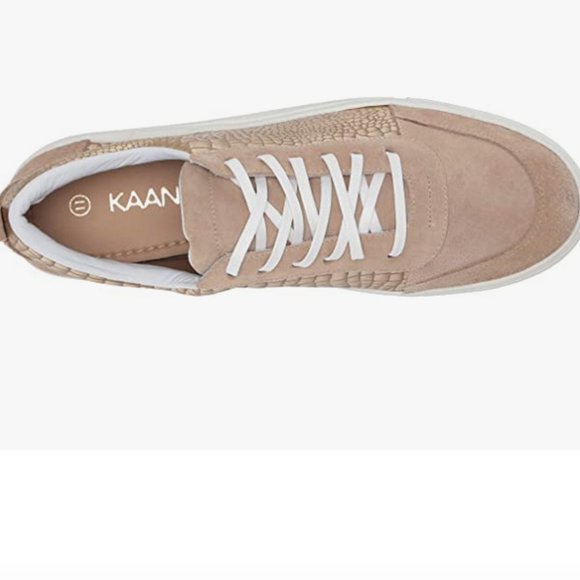 KAANAS Textured Leather Suede Lace Up Sneakers - Picture 3 of 11
